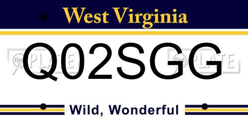 Q02SGG West Virginia License Plate
