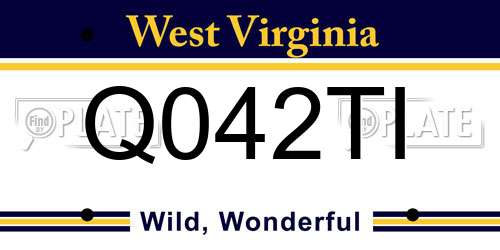 Q042TI West Virginia License Plate