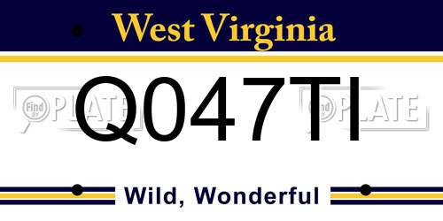 Q047TI West Virginia License Plate