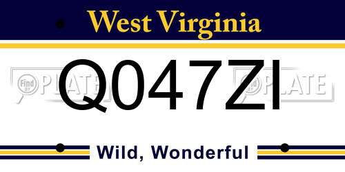 Q047ZI West Virginia License Plate