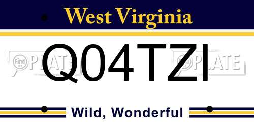 Q04TZI West Virginia License Plate