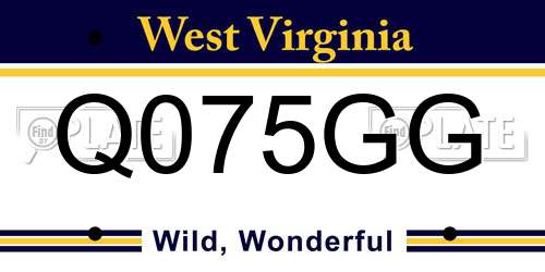 Q075GG West Virginia License Plate