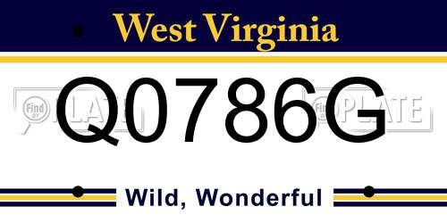 Q0786G West Virginia License Plate