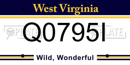 Q0795I West Virginia License Plate