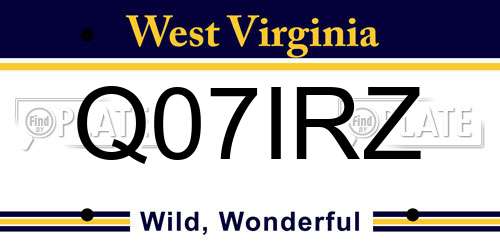 Q07IRZ West Virginia License Plate