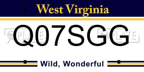 Q07SGG West Virginia License Plate
