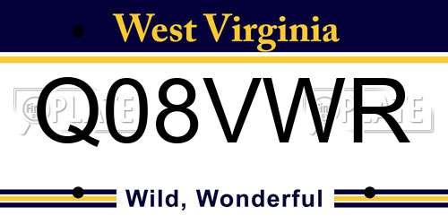 Q08VWR West Virginia License Plate