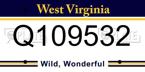Q109532 West Virginia License Plate
