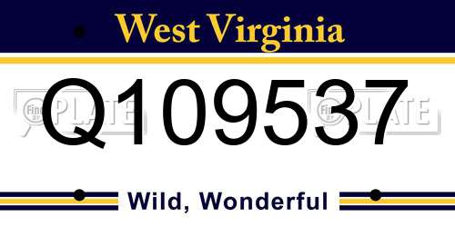 Q109537 West Virginia License Plate
