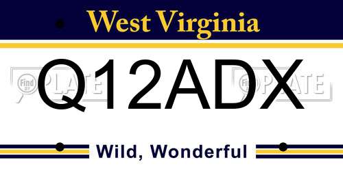 Q12ADX West Virginia License Plate