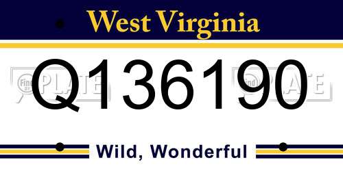 Q136190 West Virginia License Plate