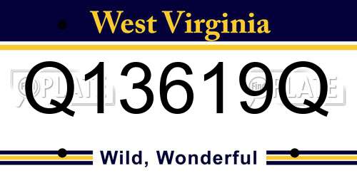 Q13619Q West Virginia License Plate