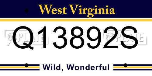 Q13892S West Virginia License Plate