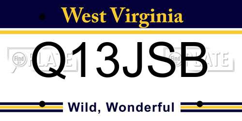 Q13JSB West Virginia License Plate