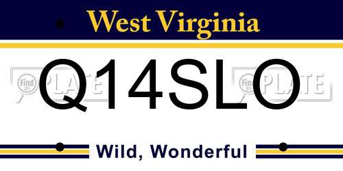 Q14SLO West Virginia License Plate