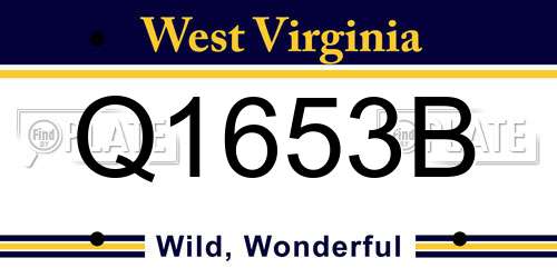 Q1653B West Virginia License Plate