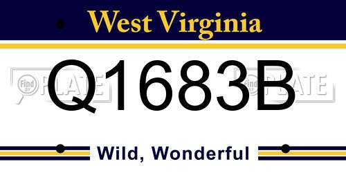 Q1683B West Virginia License Plate