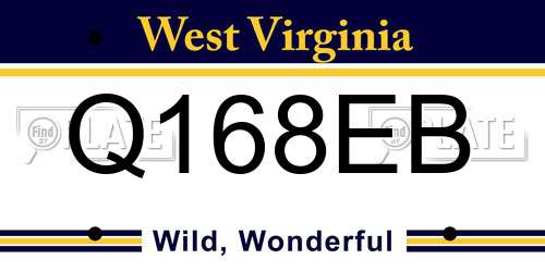 Q168EB West Virginia License Plate
