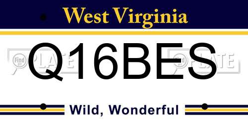Q16BES West Virginia License Plate