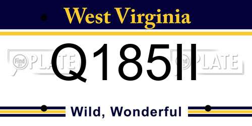Q185II West Virginia License Plate