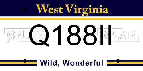 Q188II West Virginia License Plate