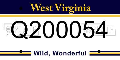 Q200054 West Virginia License Plate