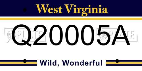 Q20005A West Virginia License Plate