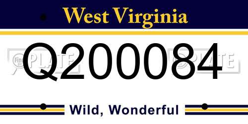 Q200084 West Virginia License Plate