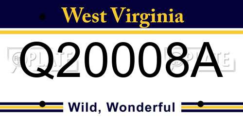 Q20008A West Virginia License Plate