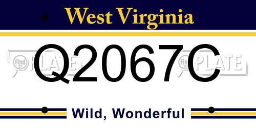 Q2067C West Virginia License Plate