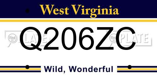 Q206ZC West Virginia License Plate