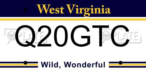Q20GTC West Virginia License Plate
