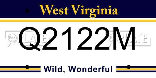 Q2122M West Virginia License Plate
