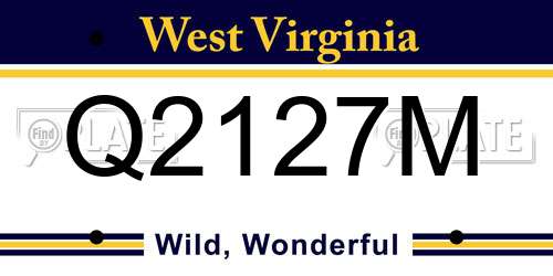 Q2127M West Virginia License Plate
