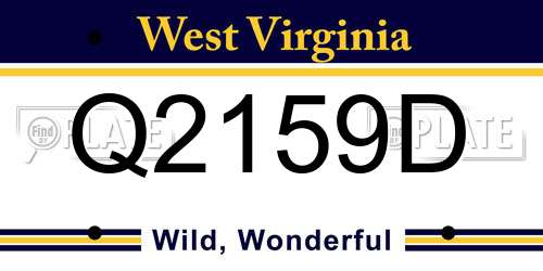 Q2159D West Virginia License Plate