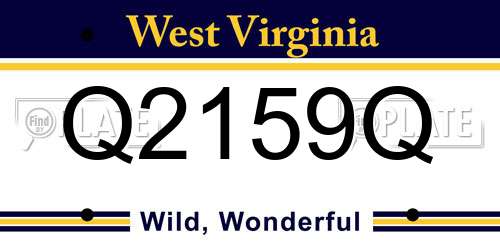 Q2159Q West Virginia License Plate