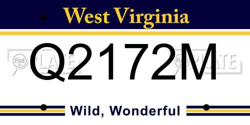 Q2172M West Virginia License Plate