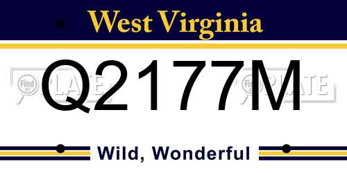 Q2177M West Virginia License Plate