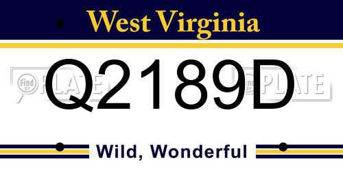 Q2189D West Virginia License Plate