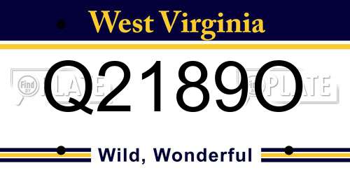 Q2189O West Virginia License Plate