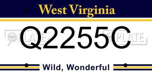 Q2255C West Virginia License Plate