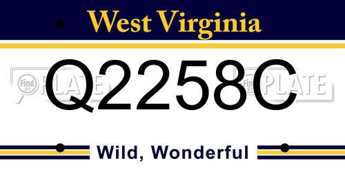 Q2258C West Virginia License Plate