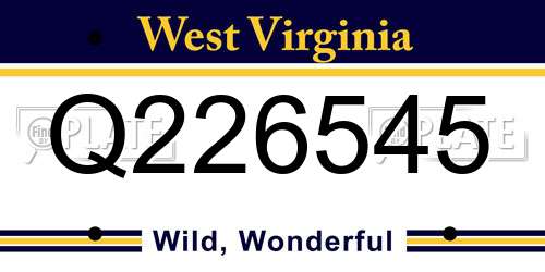 Q226545 West Virginia License Plate