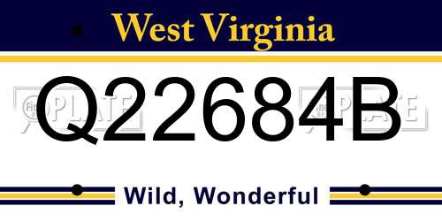 Q22684B West Virginia License Plate