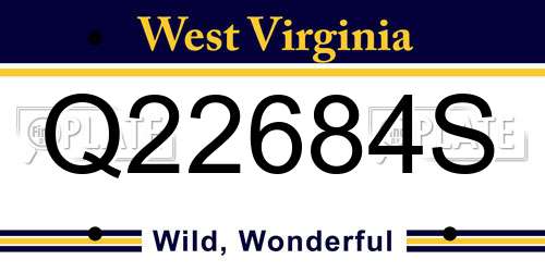 Q22684S West Virginia License Plate