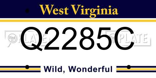 Q2285C West Virginia License Plate