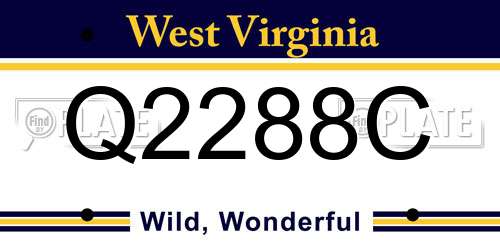 Q2288C West Virginia License Plate