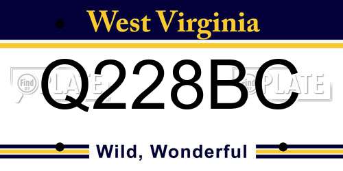 Q228BC West Virginia License Plate