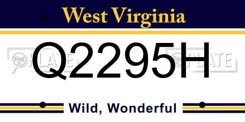 Q2295H West Virginia License Plate