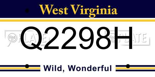 Q2298H West Virginia License Plate